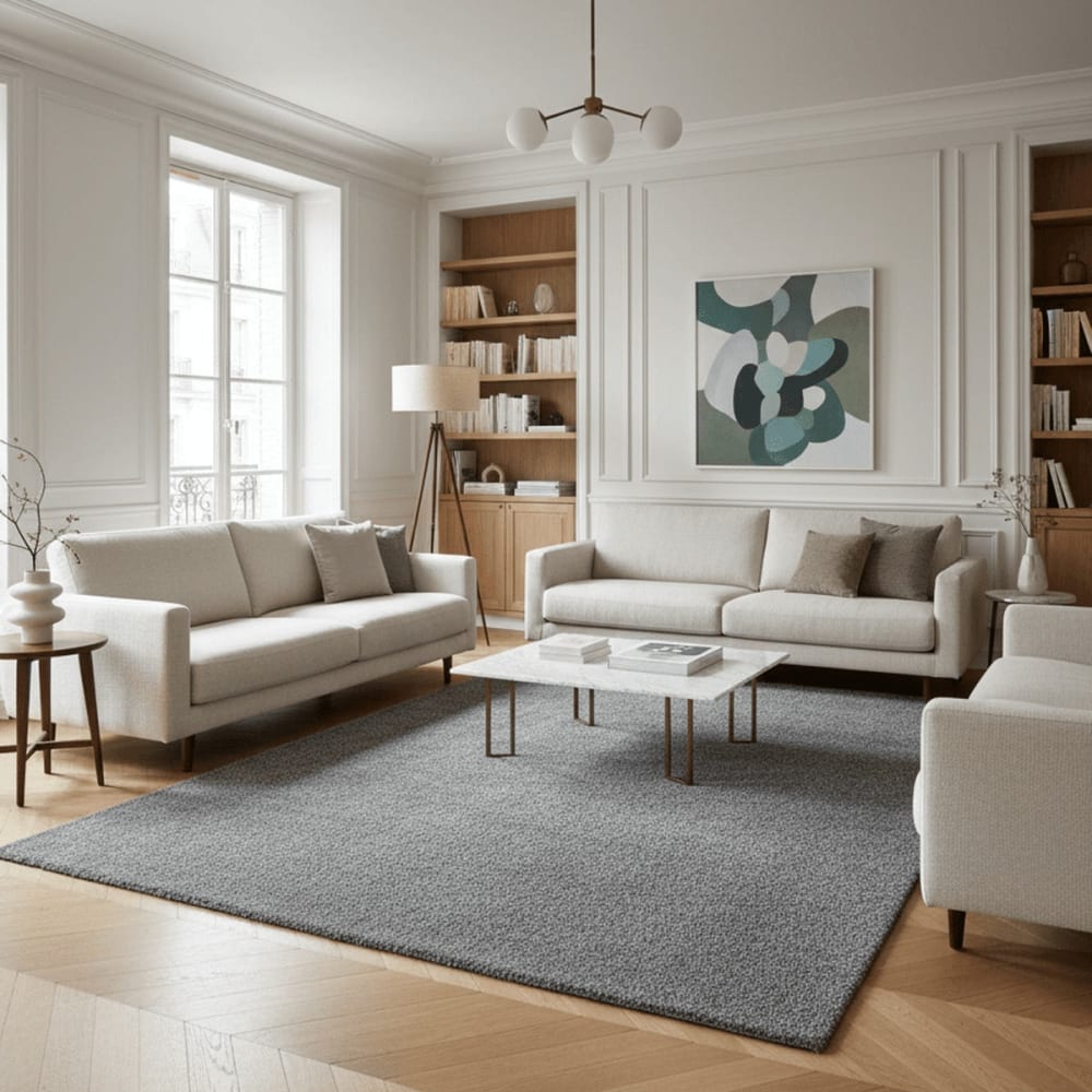 AFK Living Teppich, Einfarbiger, maschinenwaschbarer 80 x 150 cm style classic chic Grau Öko-Tex Zertifikat Pp - Polypropylen
