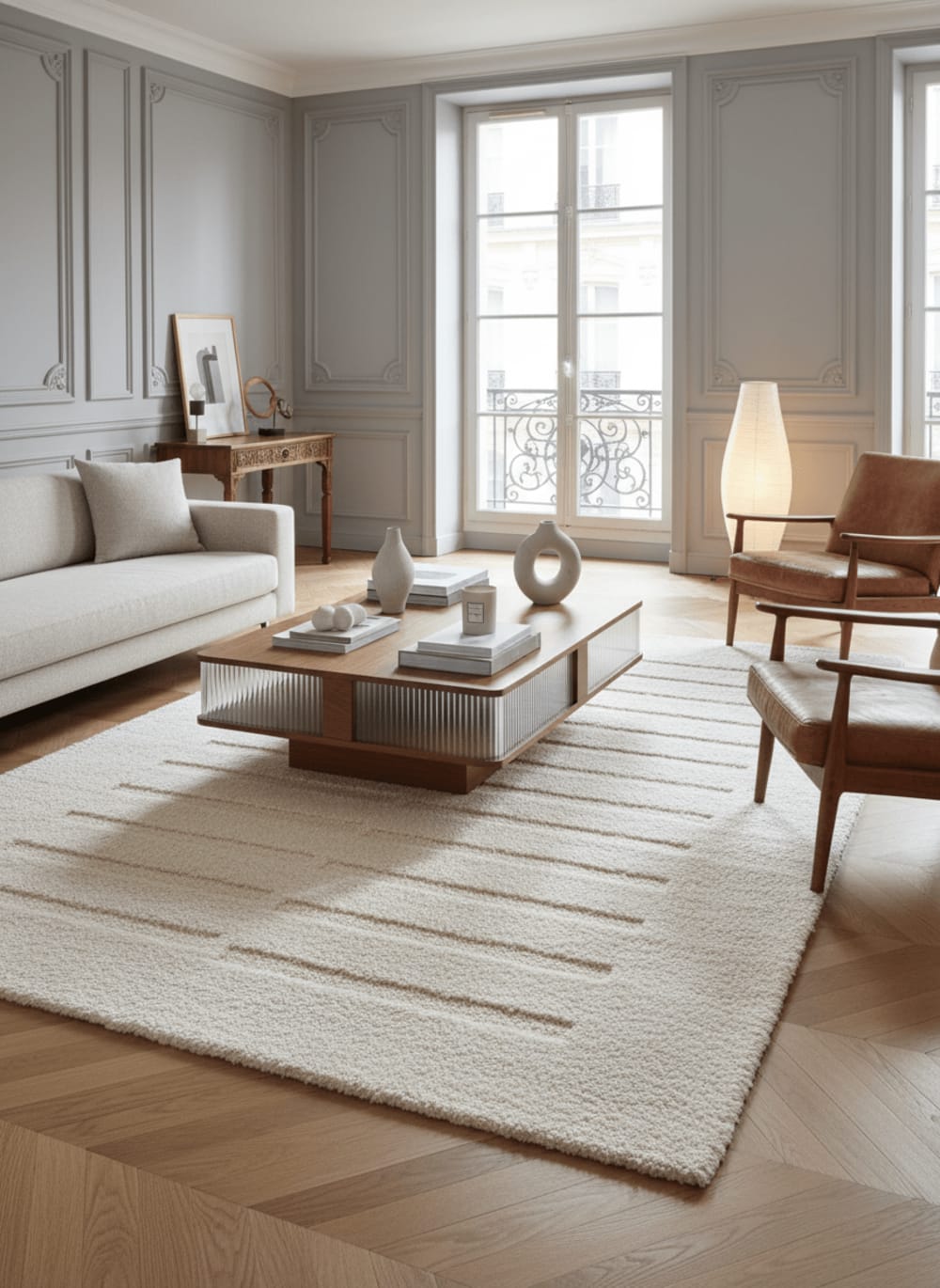 Tapis doux et épais en polyester recyclé effet relief 120 x 170 cm — vue 3