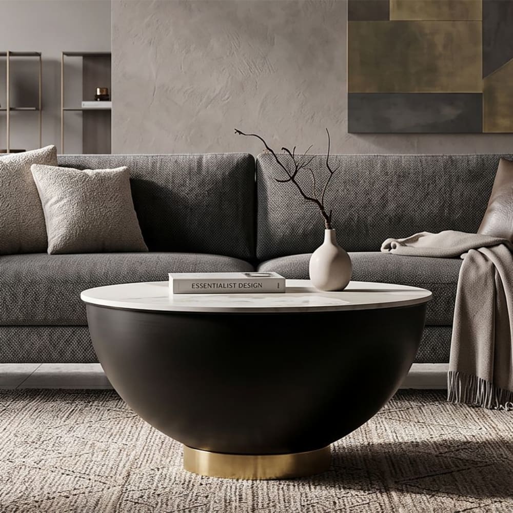 Mauro Ferretti Moderner Glamour-Couchtisch cm ø 73x40 Grau Metall