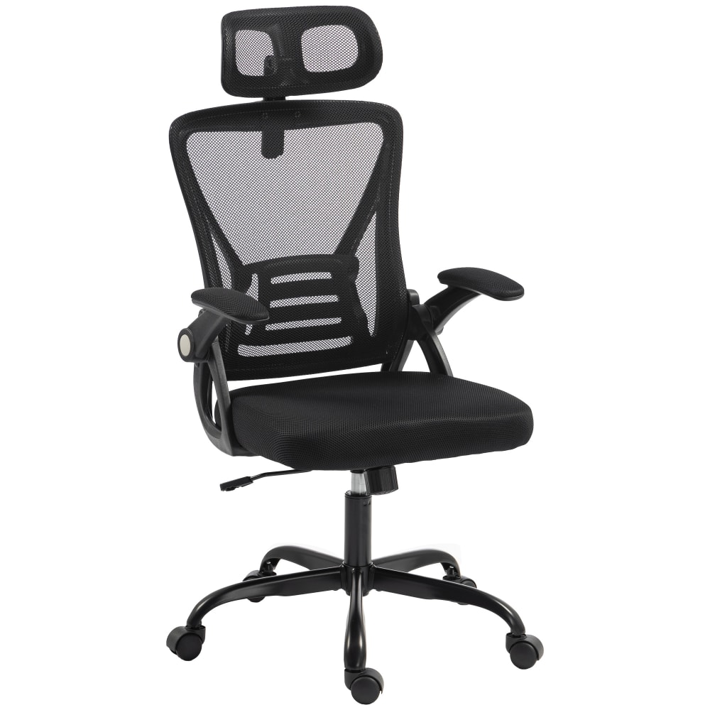Chaise bureau ergonomique accoudoirs relevables appui-tête maille noir