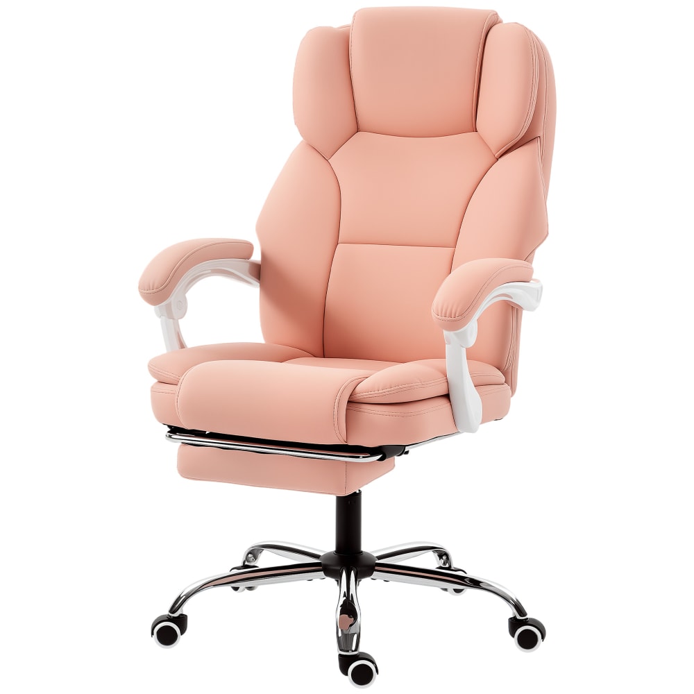 Chaise de bureau inclinable cuir synthétique adapté aux animaux rose