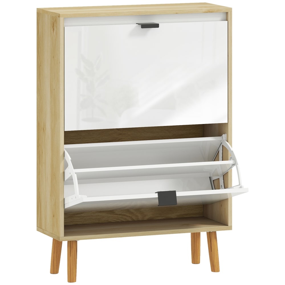 Meuble à chaussures 2 tiroirs rabattables mdf blanc