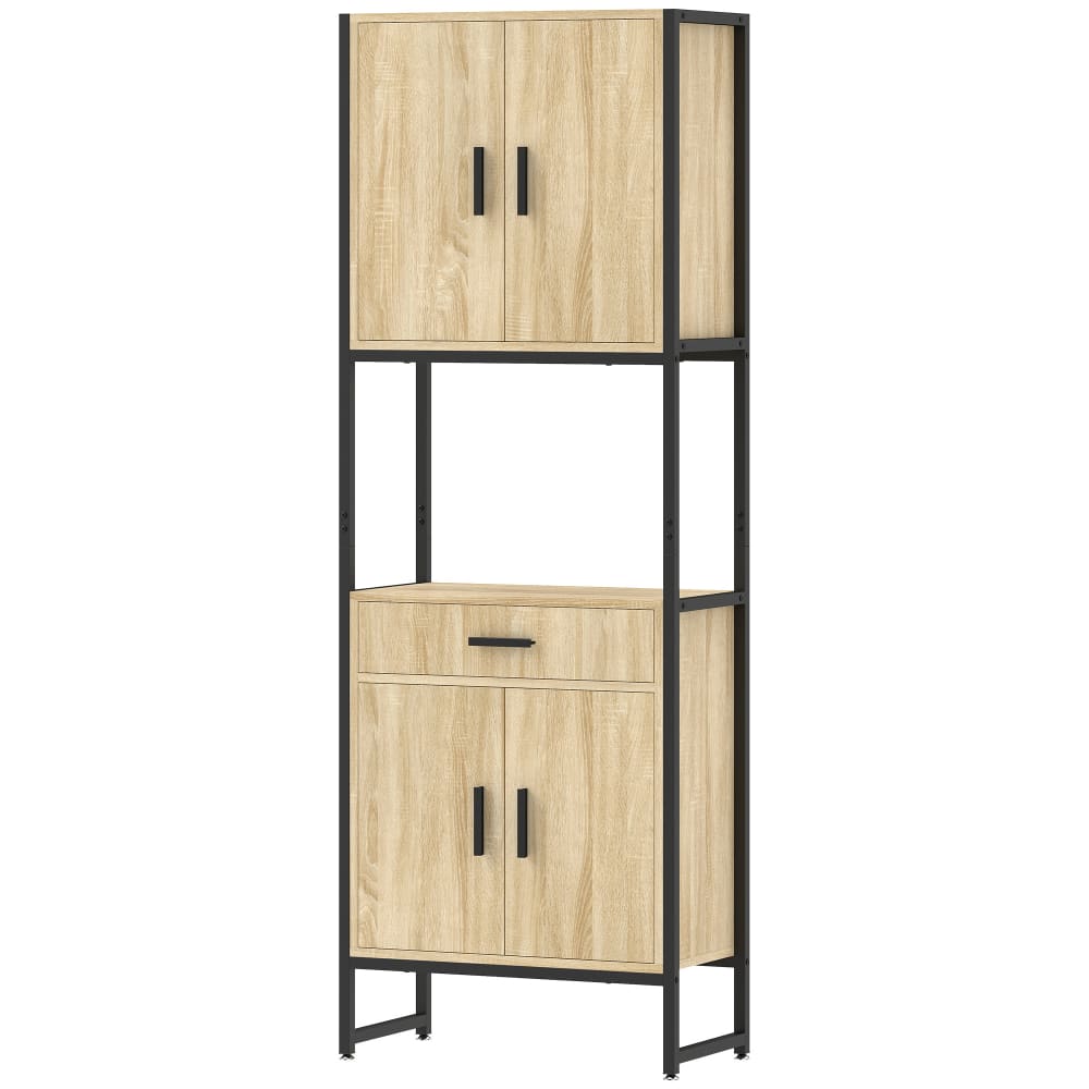 Armoire de cuisine 4&nbsp;portes tiroir plan de travail bois naturel