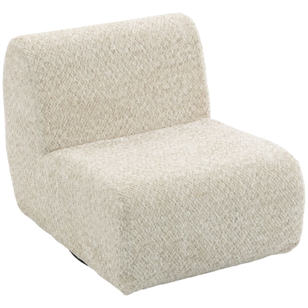 Fauteuil de salon pivotant 360° assise extra-large chenille beige Fauteuil de salon pivotant 360° assise extra-large chenille beige