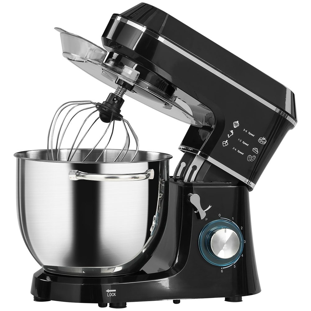 Robot pâtissier 1400 w 7 l 6+p vitesses aluminium et acier noir