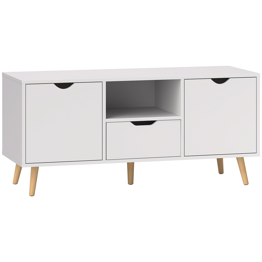 Meuble tv buffet bas avec 2 placards en bois 110x40x50 cm blanc Meuble tv buffet bas avec 2 placards en bois 110x40x50 cm blanc