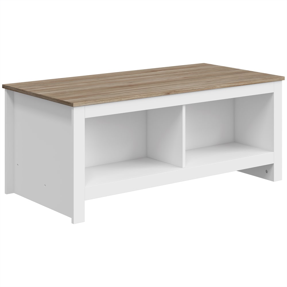 Table basse 4 compartiments ouverts bois chêne et blanc Table basse 4 compartiments ouverts bois chêne et blanc