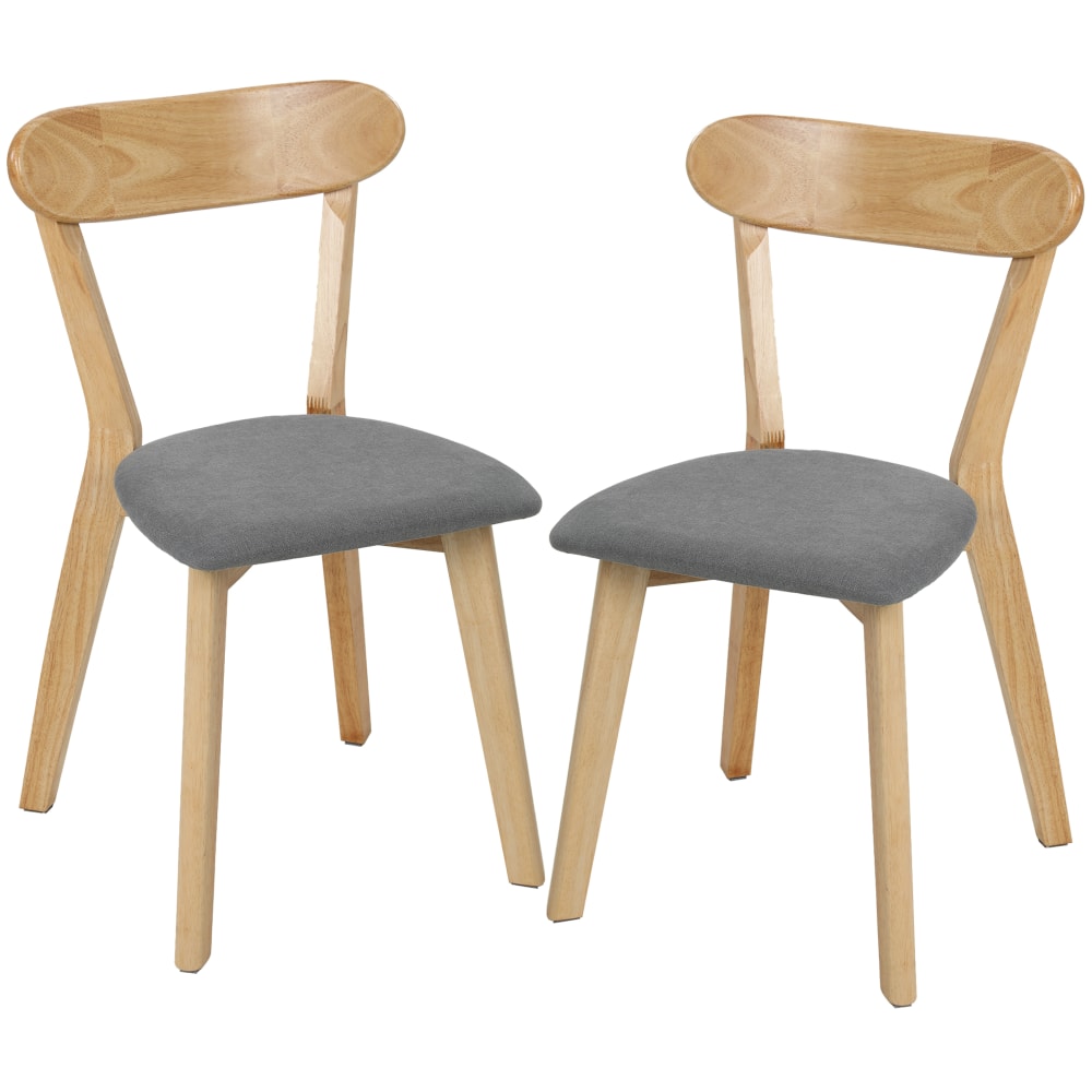 Lot de 2 chaises de salle à manger rembourrées bois gris et naturel Lot de 2 chaises de salle à manger rembourrées bois gris et naturel