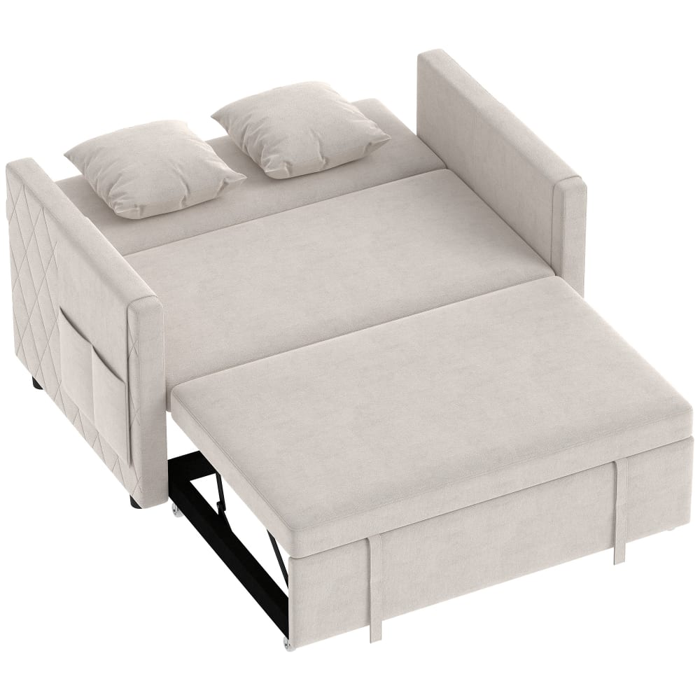 Canapé convertible 2 places clic clac velours hollandais beige