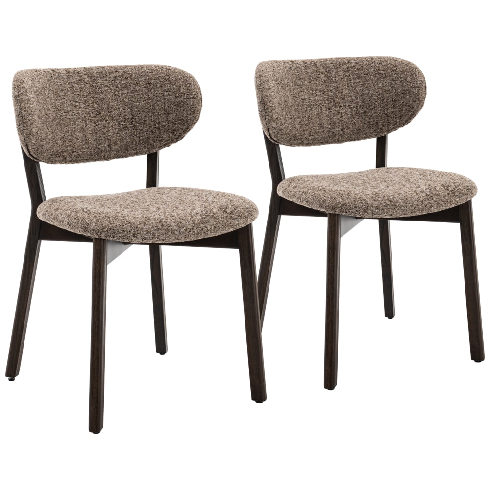Set aus 2 Stühlen aus dunklem Holz und taupefarbenem, meliertem
