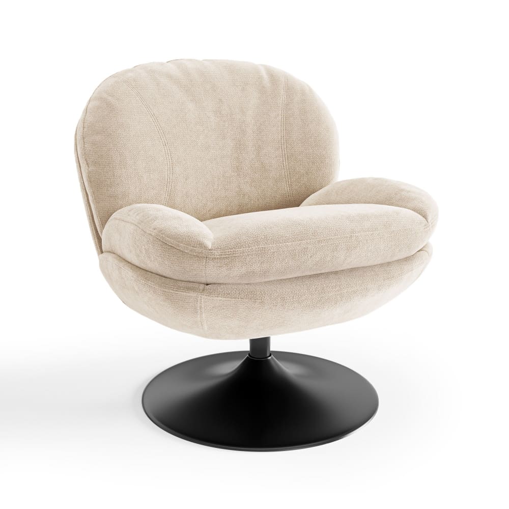 Fauteuil pivotant en velours bouclé beige Fauteuil pivotant en velours bouclé beige