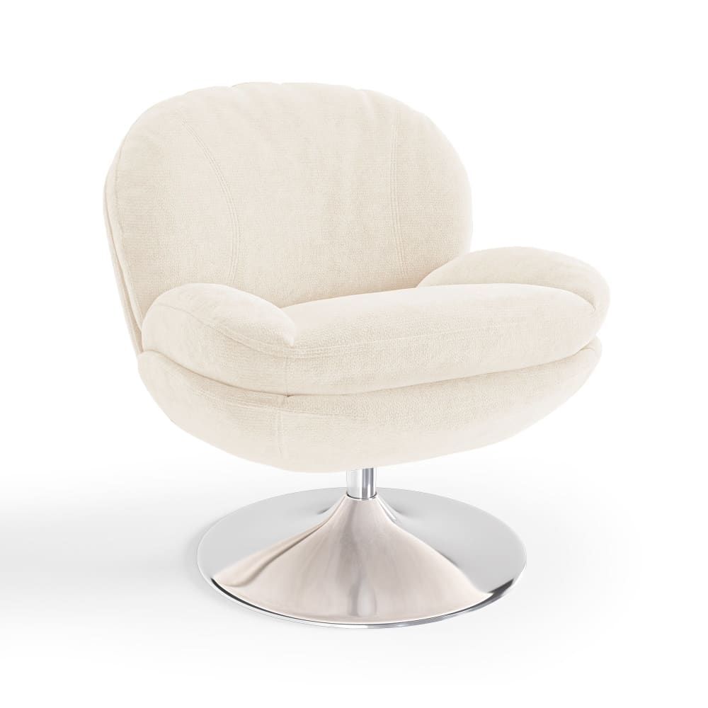 Fauteuil pivotant en velours bouclé crème Fauteuil pivotant en velours bouclé crème