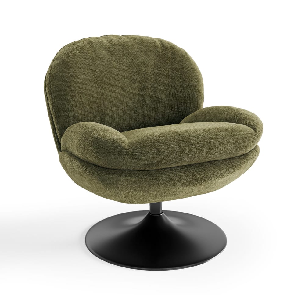 Fauteuil pivotant en velours bouclé vert vintage Fauteuil pivotant en velours bouclé vert vintage