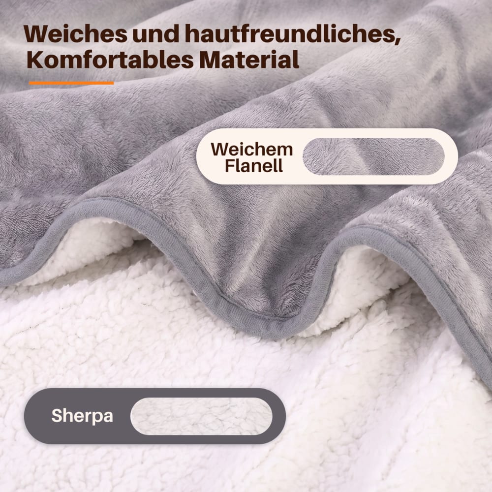 Heizdecke Flanell Sherpa Hellgrau 200x180 cm - Maisons Du Monde