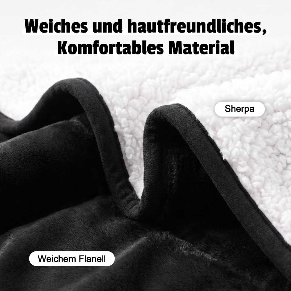 Heizdecke Flanell Sherpa Schwarz 180x130 cm - Maisons Du Monde