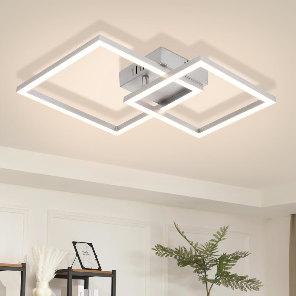 Plafonnier en plastique argenté 34.5x34.5x6.7cm led 4000k 20w — vue 3