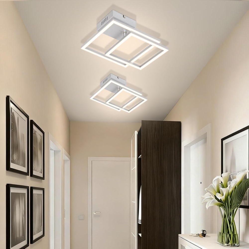 Plafonnier en plastique argenté 34.5x34.5x6.7cm led 4000k 20w — vue 4