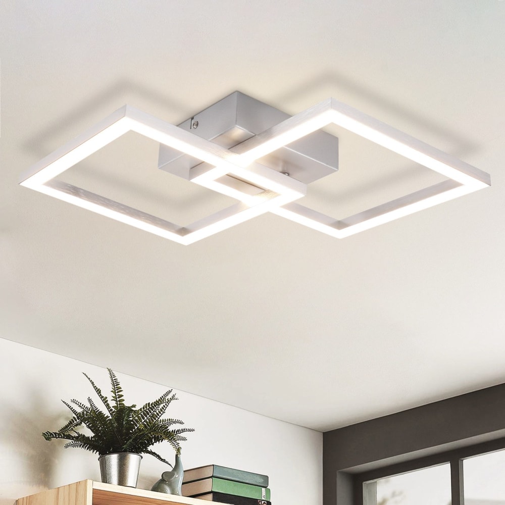 Plafonnier en aluminium argenté 29.5x6x47cm led 4000k 24w — vue 3