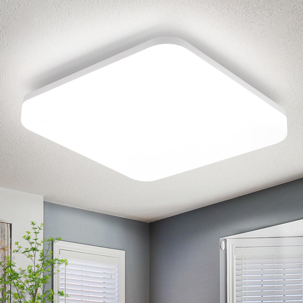 Plafonnier en pvc blanc 22x22x4.8cm led 5000k 18w — vue 3