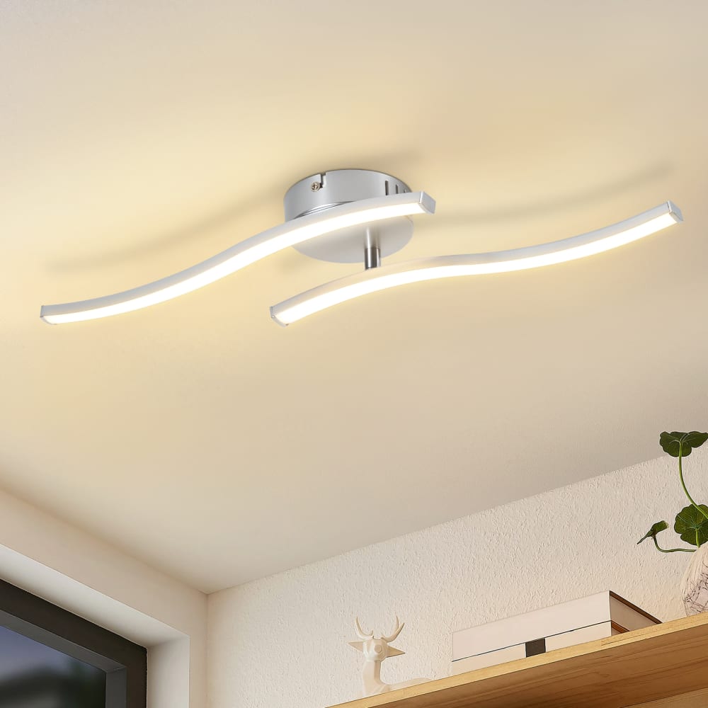 Plafonnier en plastique argenté 51.5x10x7.3cm led 3000k 12w — vue 3