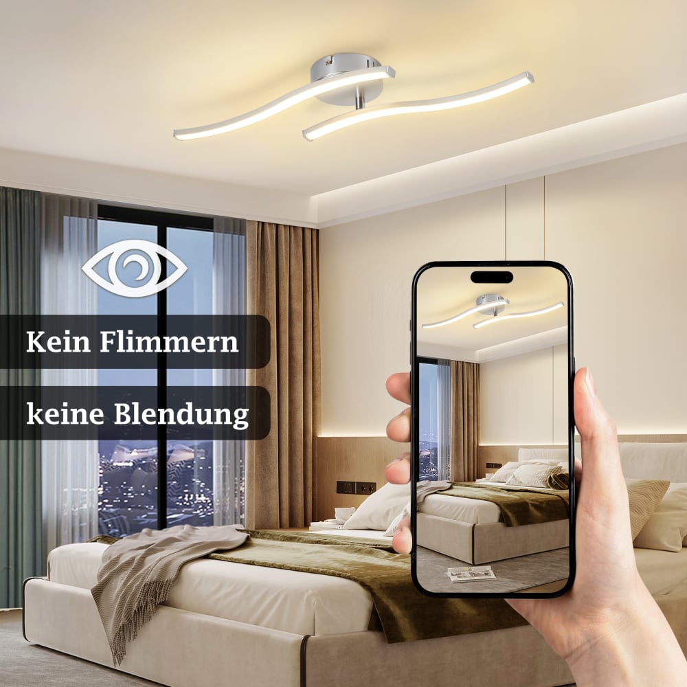 Plafonnier en plastique argenté 51.5x10x7.3cm led 3000k 12w — vue 4