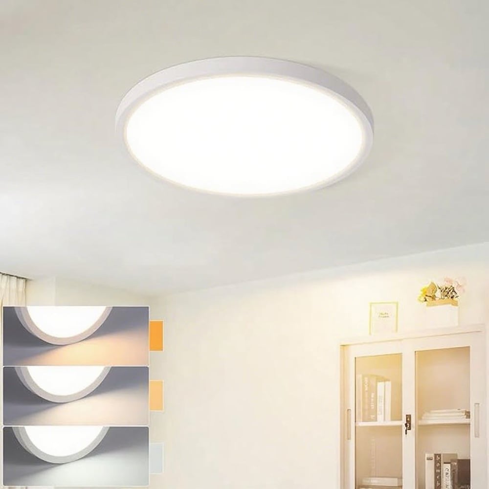 Plafonnier en plastique blanc 18x18x2.6cm led intensité variable 15w — vue 3