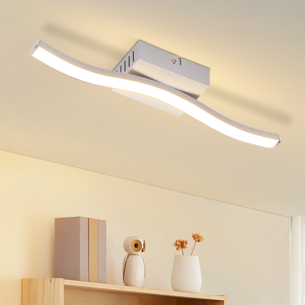 Plafonnier en plastique argenté 34.5x7x5.5cm led 3000k 6w — vue 3