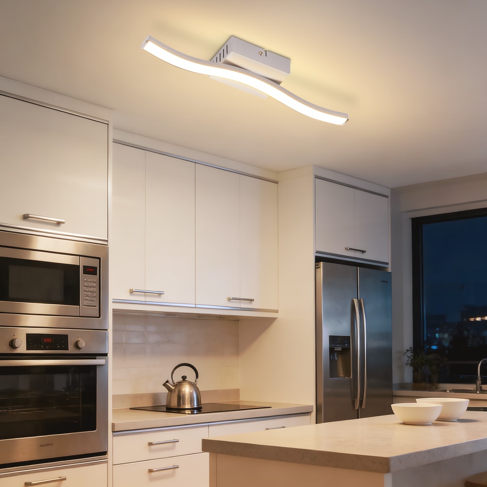 Plafonnier en plastique argenté 34.5x7x5.5cm led 3000k 6w — vue 4