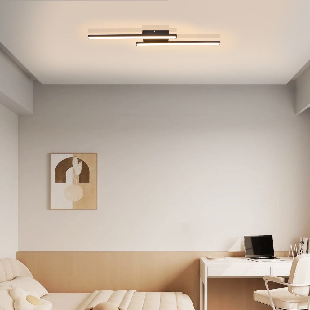 Plafonnier en fer aluminium noir 61.5x7x4.8cm led 3000k 12w — vue 4