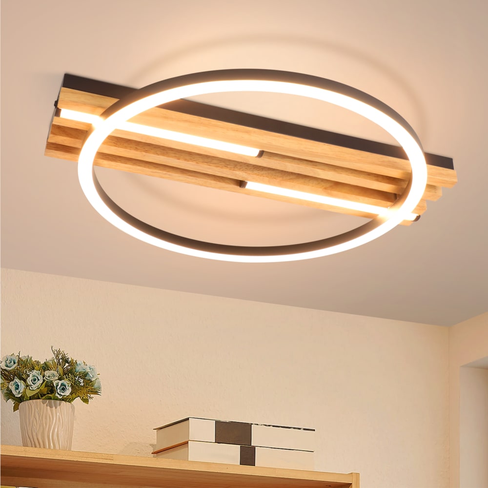 Plafonnier en fer aluminium noir 38x32x6.8cm led 3000k 24w — vue 3