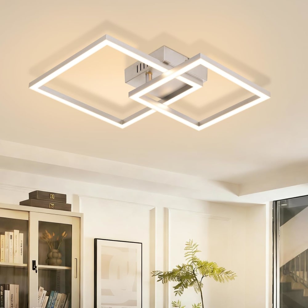 Plafonnier en plastique argenté 34.5x34.5x6.7cm led 3000k 20w — vue 3