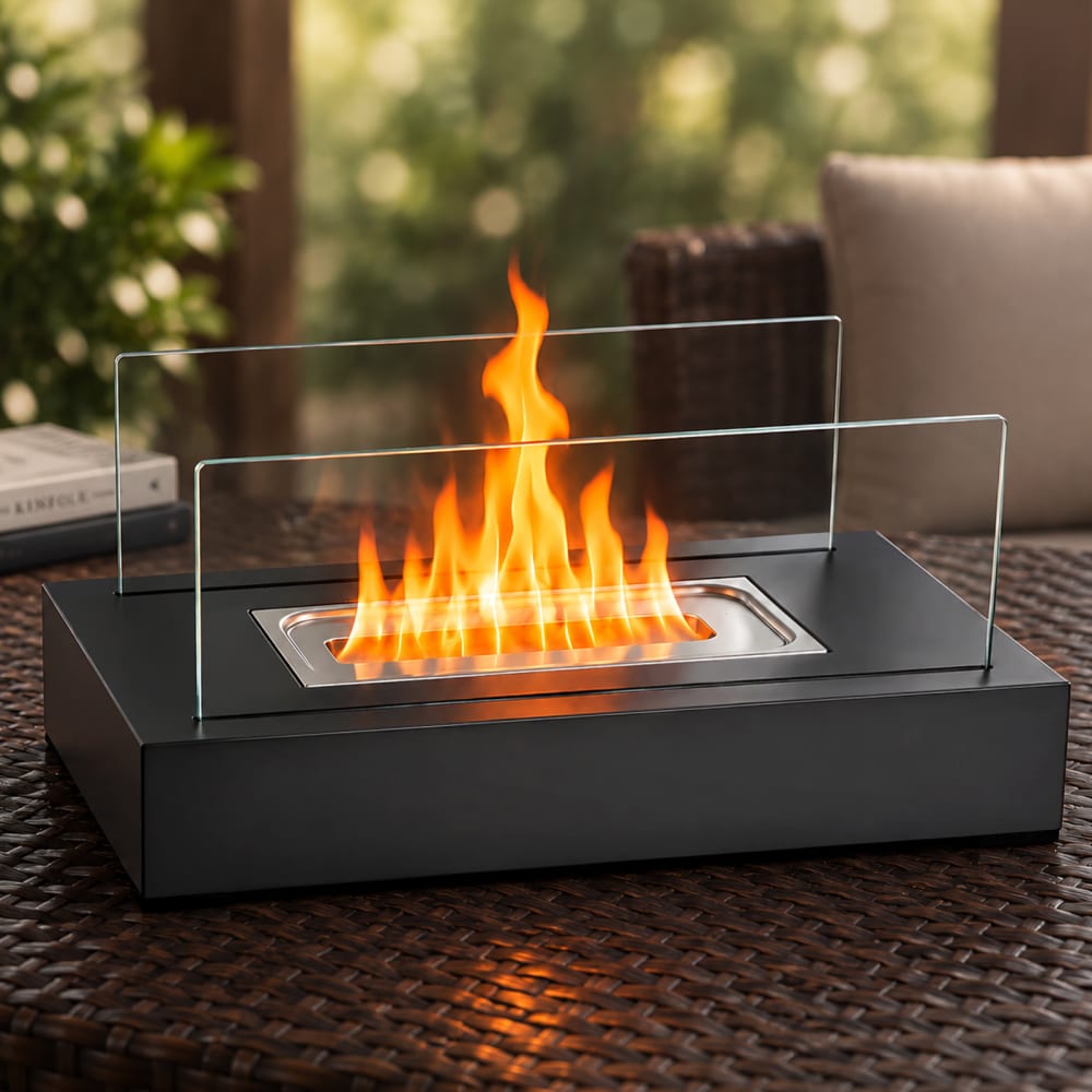 Tischkamin Eisen Glas schwarz 35x18x15cm - Maisons Du Monde