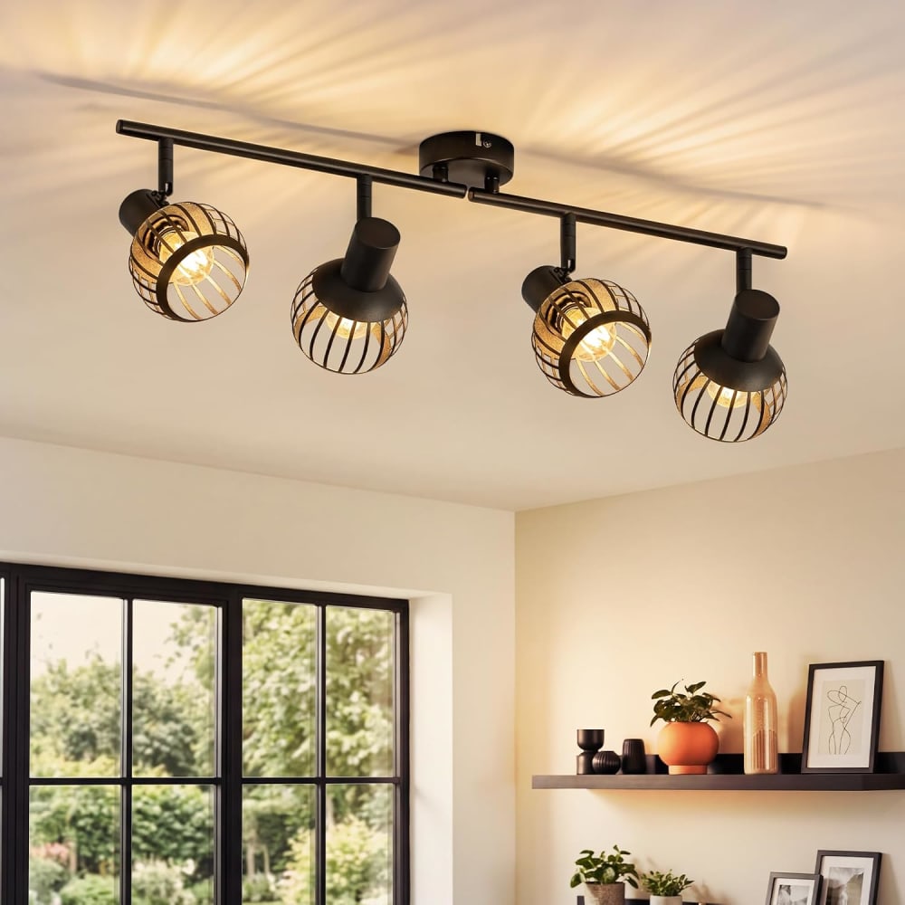 Spot de plafond en fer noir 65x14.2x17cm e14 — vue 3