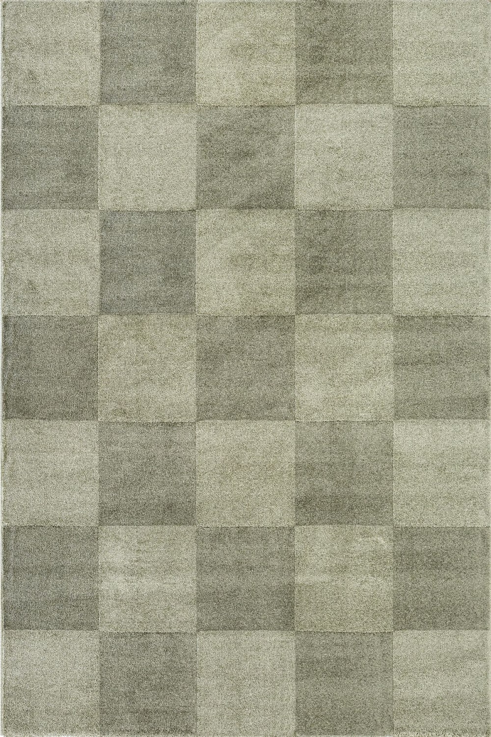 Tapis poils courts carreaux, vert, 160 x 230 cm