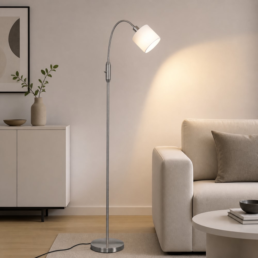 Stehlampe Eisen,Stoff 12x12x163cm grau E14 - Maisons Du Monde