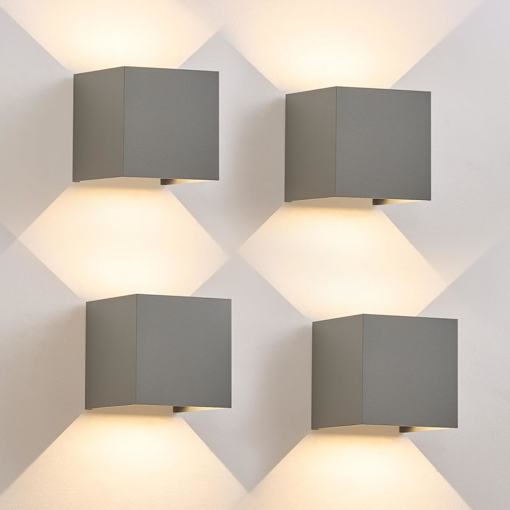 Wandleuchte Aluminium 10x10x10cm Grau 4er-Set LED 3000K 5W -