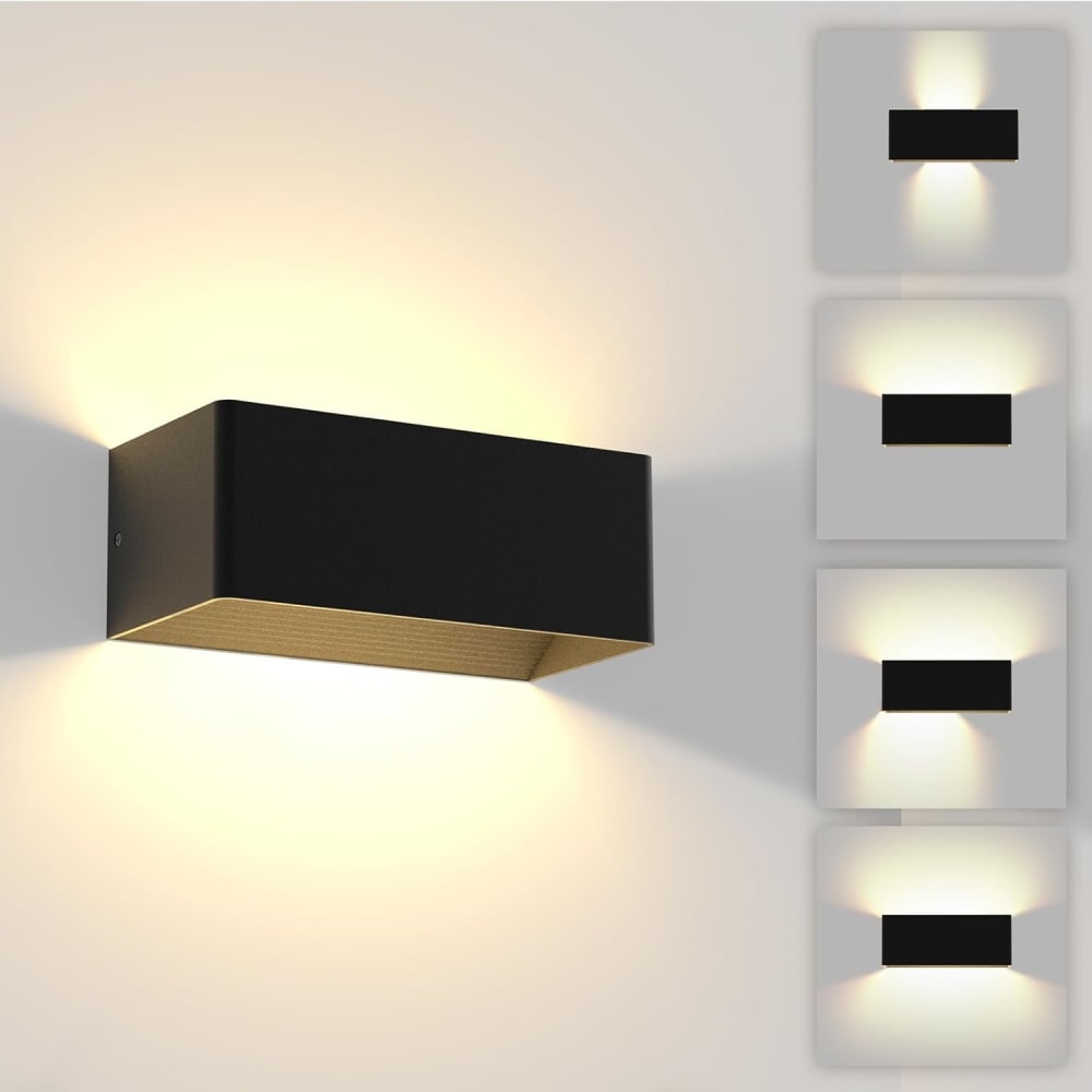 Applique murale en aluminium noir 20x10x8cm led 3000k 5w — vue 3