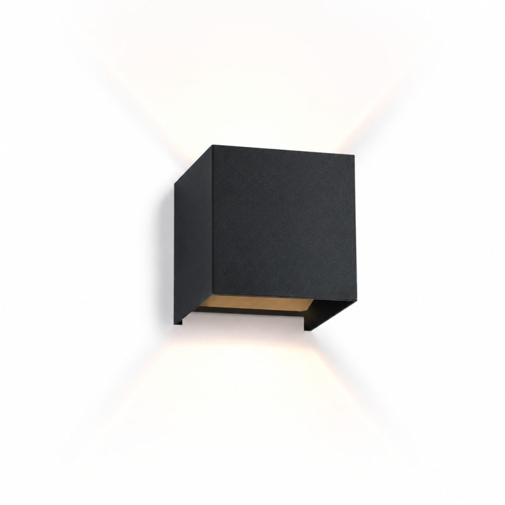 Applique murale en aluminium noir 10x10x10cm led 3000k 3w