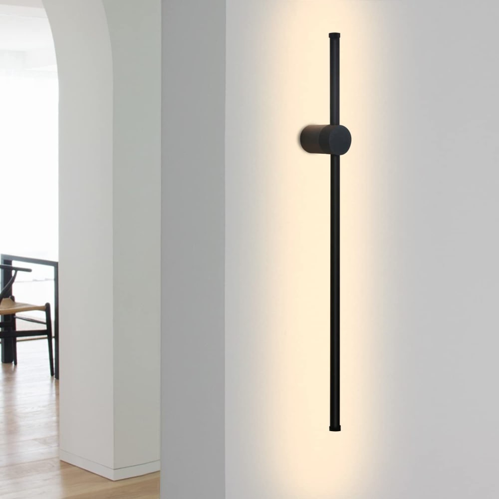 Applique murale en fer aluminium noir 60x10x6cm led 3000k 4w — vue 3
