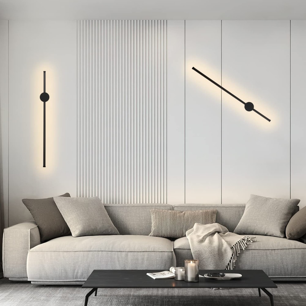 Applique murale en fer aluminium noir 60x10x6cm led 3000k 4w — vue 4
