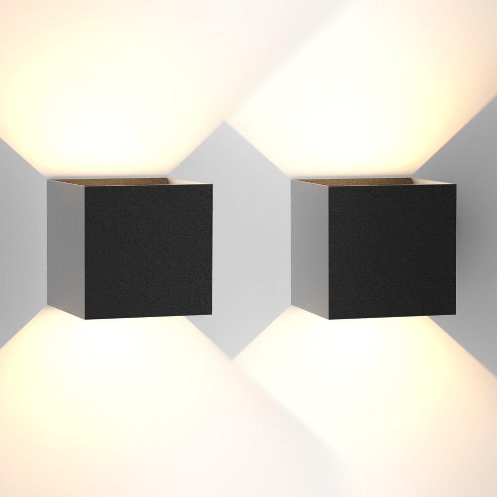 Applique murale en aluminium noir 10x10x10cm lot de 2 led 3000k 5w — vue 3
