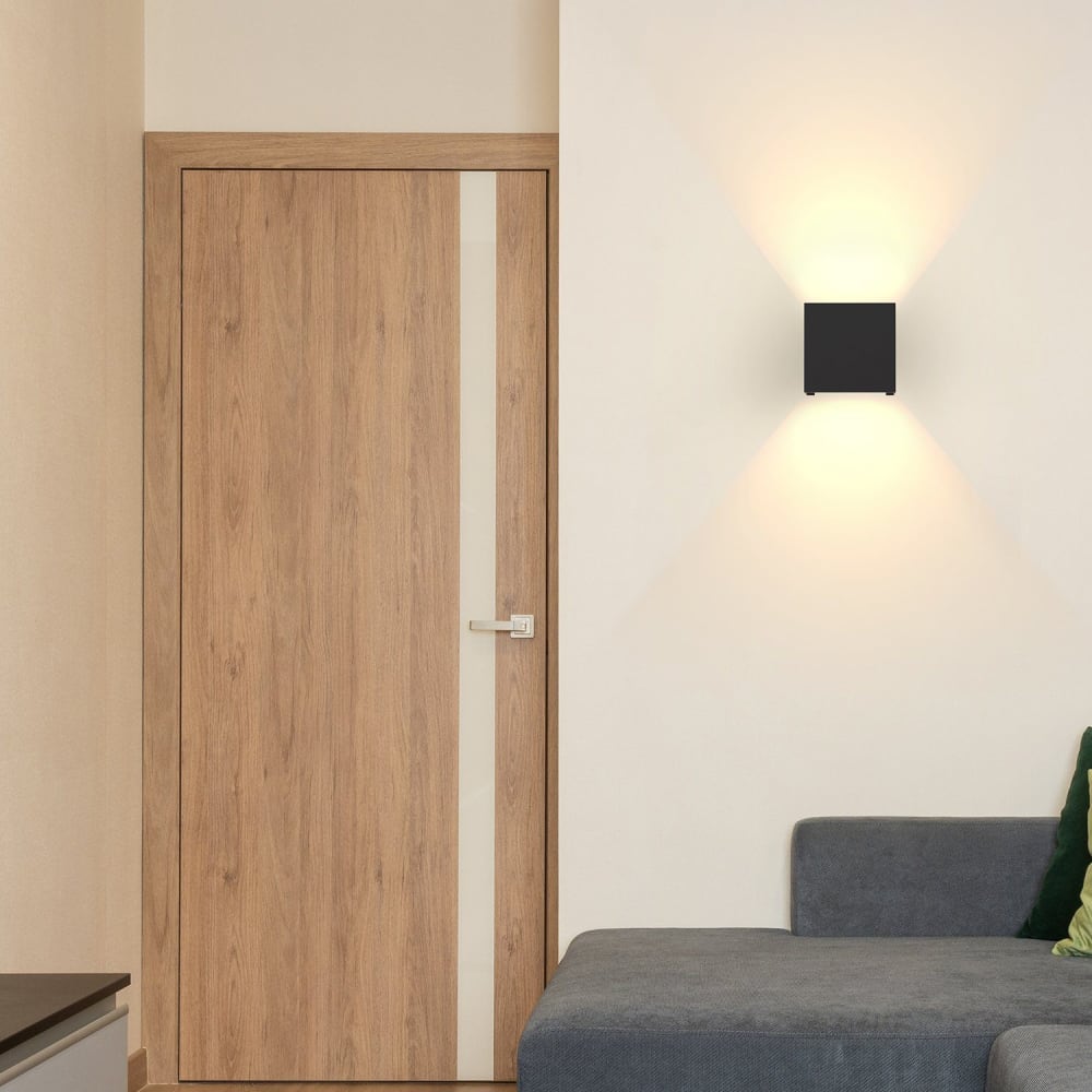 Applique murale en aluminium noir 10x10x10cm lot de 2 led 3000k 5w — vue 4