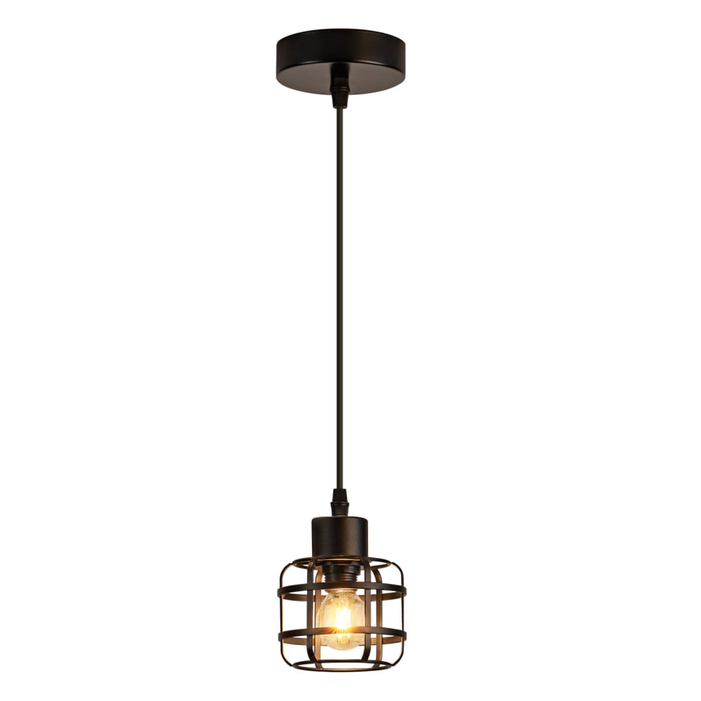 Suspension en fer noir 10x10x140cm e14