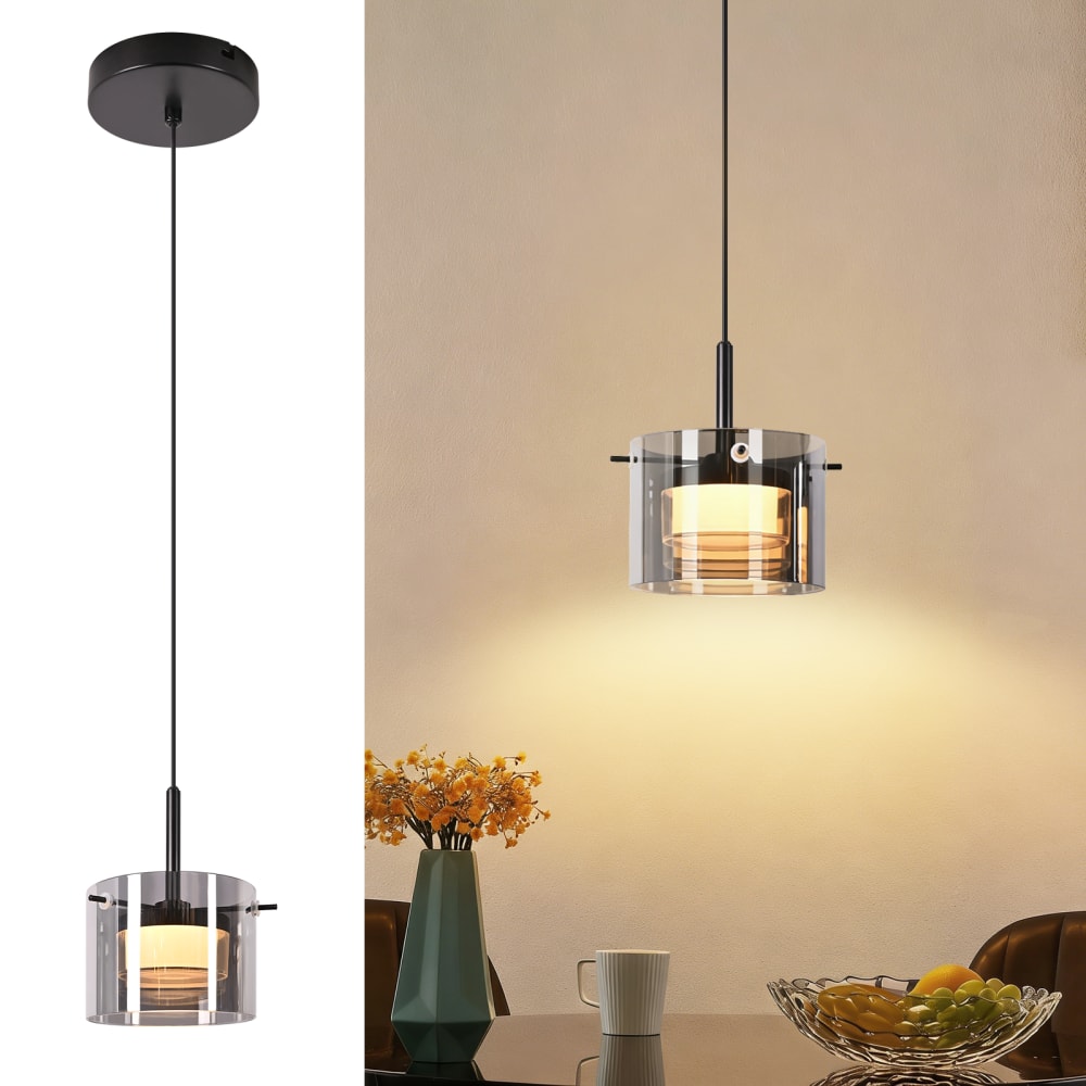 Suspension en fer noir 12x12x160cm led — vue 3