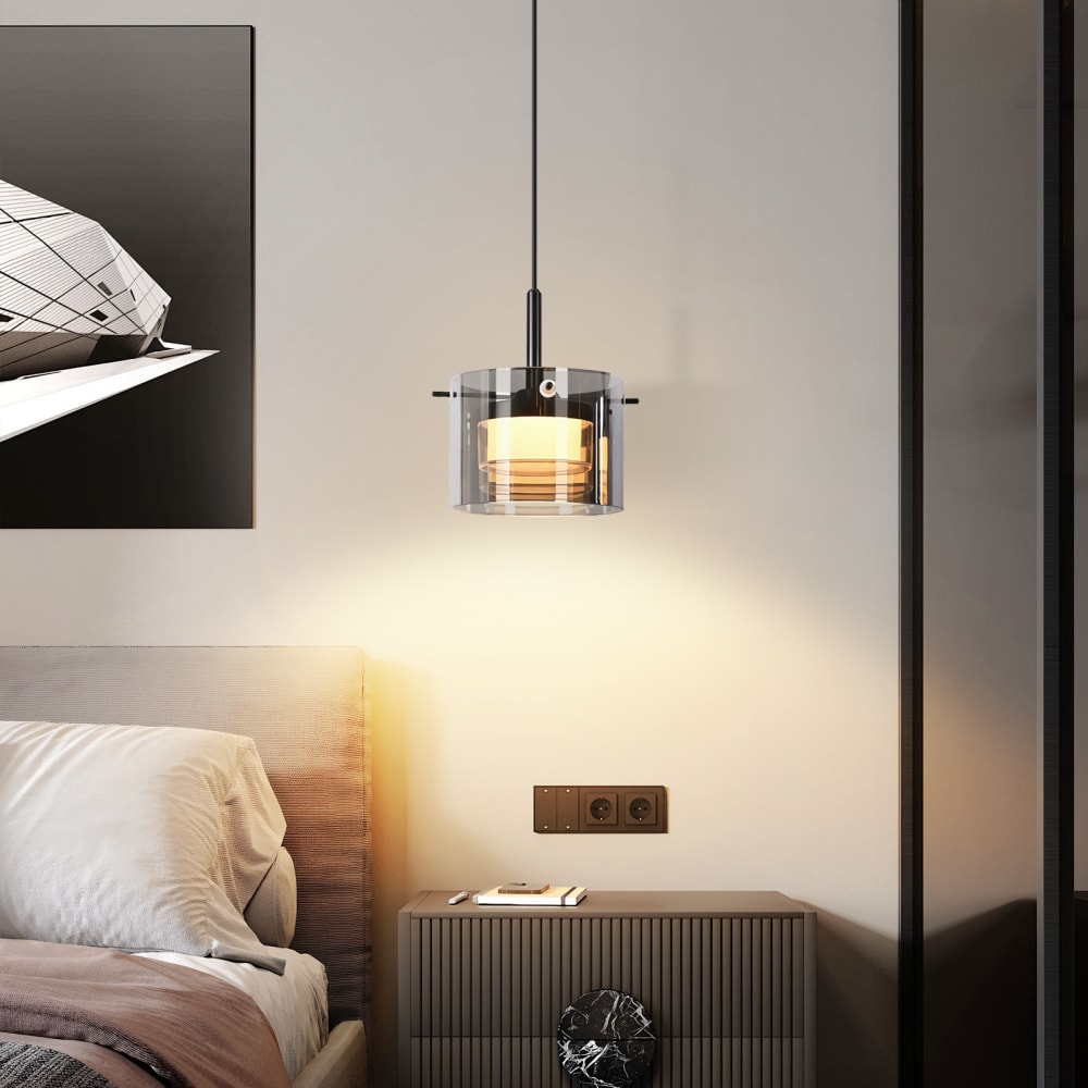 Suspension en fer noir 12x12x160cm led — vue 4
