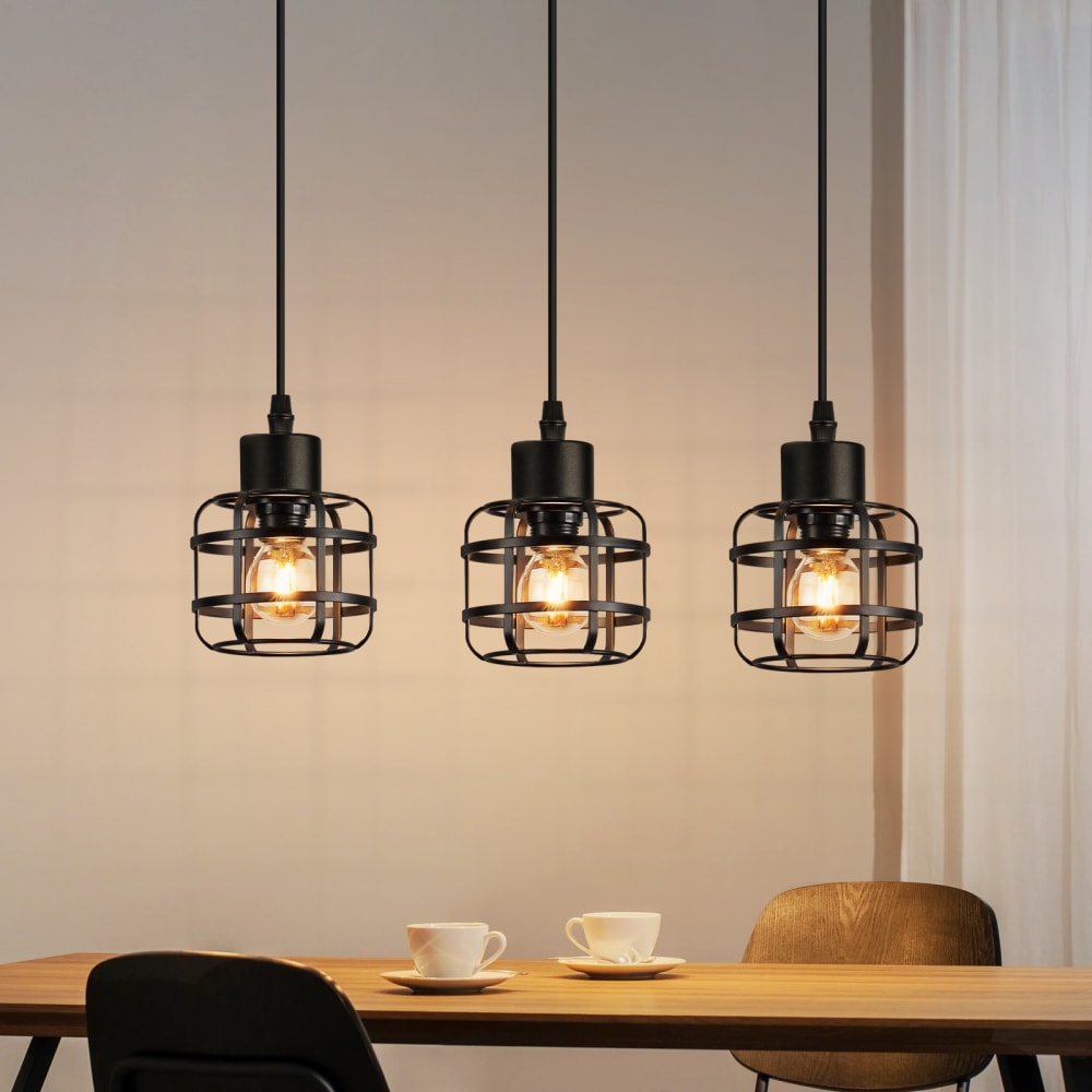 Suspension en fer noir 43x10x140cm e14 — vue 4
