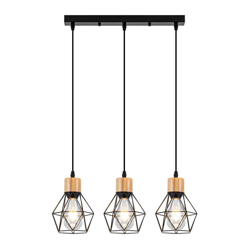 Suspension en fer noir 43x15x146cm e27