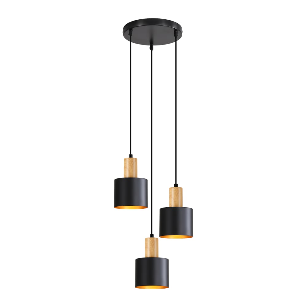 Suspension en fer noir 22x22x173.5cm e27