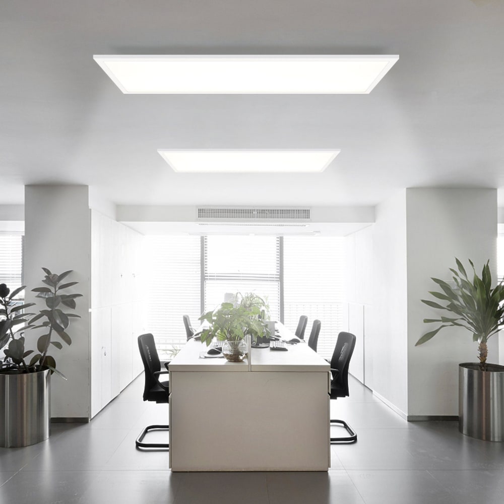 Plafonnier en fer aluminium blanc 100x25x1cm led 39w — vue 4