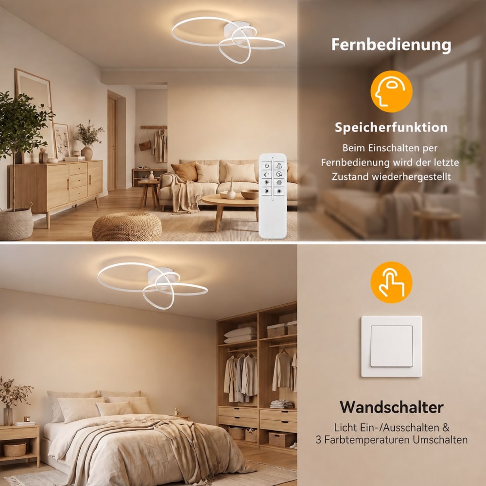 Plafonnier en fer aluminium blanc 52.5x34.5x11.5cm led 30w — vue 4